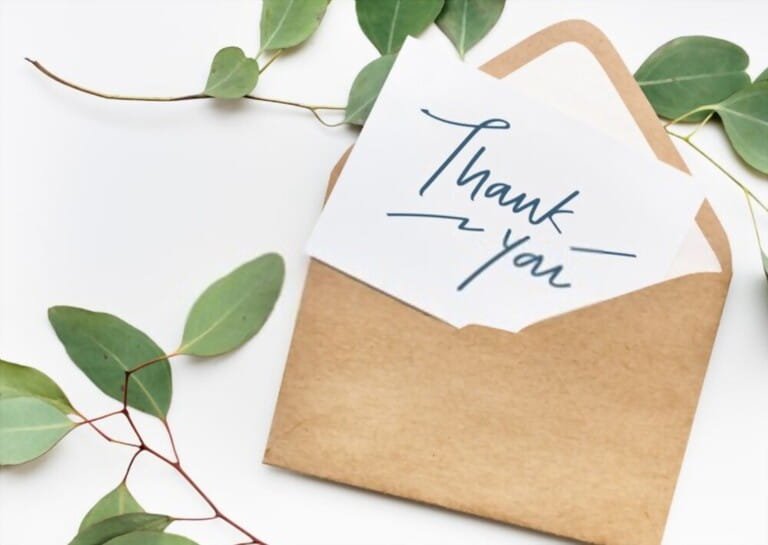 Thank You card in an envelope Thank You card in an envelope
