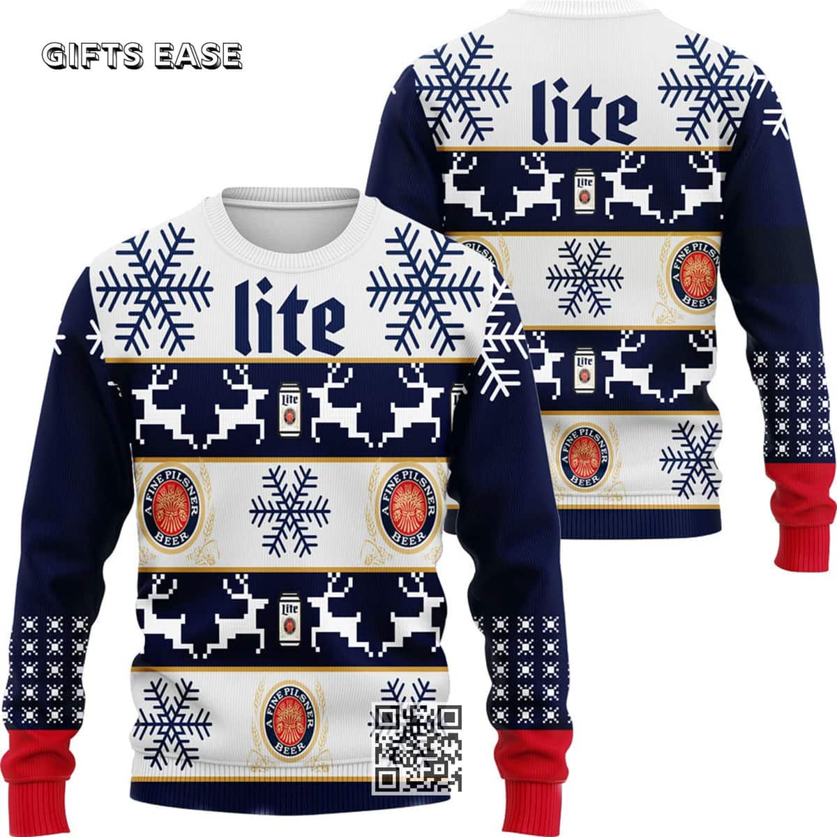 Miller Lite Christmas Ugly Christmas Sweater Snowflake Deer Pattern Gift For Beer Drinkers Miller Lite Christmas Ugly Christmas Sweater Snowflake Deer Pattern Gift For Beer Drinkers
