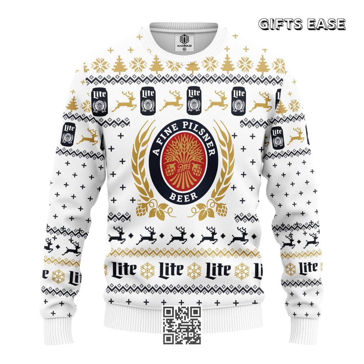 Miller Lite Ugly Christmas Sweater A Fine Pilsner Beer Lovers Gift