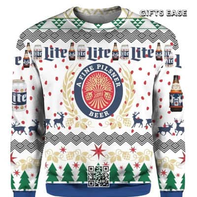 Miller Lite Ugly Christmas Sweater A Fine Pilsner Beer Christmas Gift For Friends