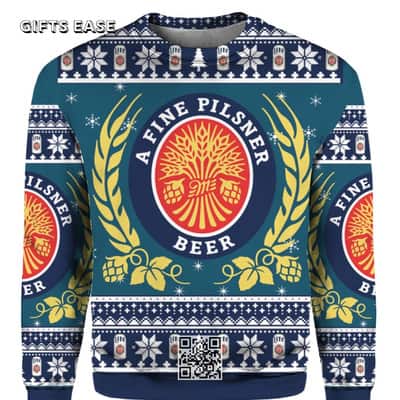 Miller Lite Ugly Christmas Sweater A Fine Pilsner Beer Gift For Best Friends