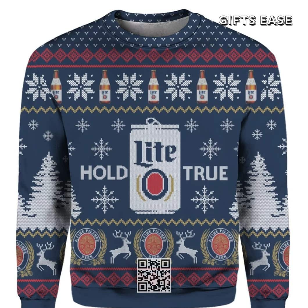 Miller Lite Ugly Christmas Sweater Hold Lite True Gift For Beer Drinkers Miller Lite Ugly Christmas Sweater Hold Lite True Gift For Beer Drinkers