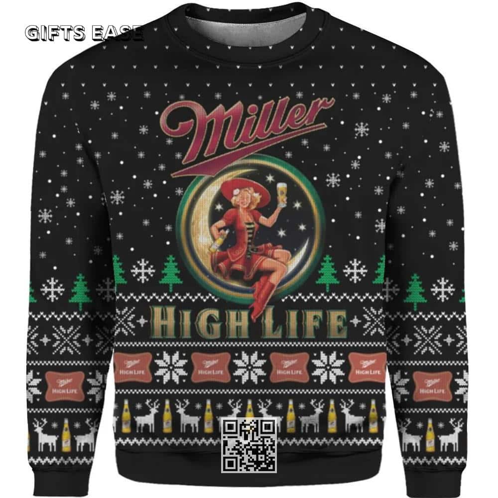 Miller High Life Ugly Christmas Sweater Xmas Gift For Beer Drinkers Miller High Life Ugly Christmas Sweater Xmas Gift For Beer Drinkers