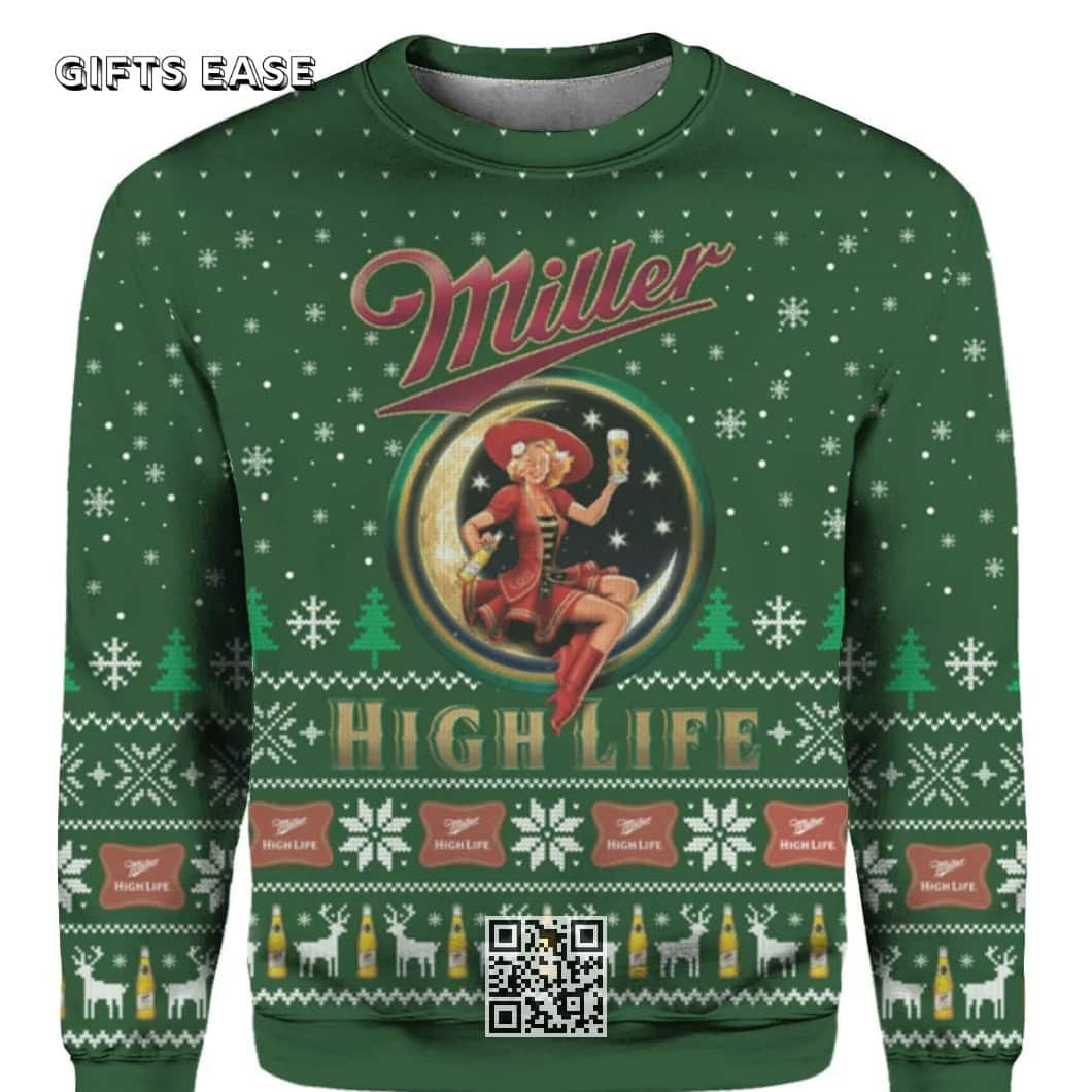 Green Girl In The Moon Miller High Life Beer Ugly Christmas Sweater Gift For Sister-In-Law Green Girl In The Moon Miller High Life Beer Ugly Christmas Sweater Gift For Sister-In-Law