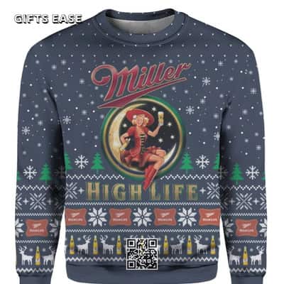 Girl In The Moon Miller High Life Beer Ugly Christmas Sweater Birthday Gift For Sister Girl In The Moon Miller High Life Beer Ugly Christmas Sweater Birthday Gift For Sister