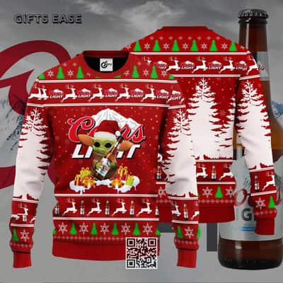 Christmas Baby Yoda Loves Coors Light Ugly Christmas Sweater Beer Gift For Best Friends