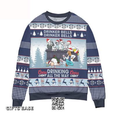 Drinker Bells Drinking All The Way Coors Light Beer Ugly Christmas Sweater Gift For Friends Drinker Bells Drinking All The Way Coors Light Beer Ugly Christmas Sweater Gift For Friends