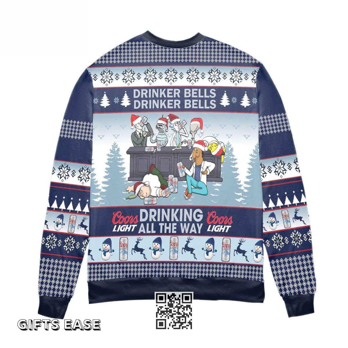 Drinker Bells Drinking All The Way Coors Light Beer Ugly Christmas Sweater Gift For Friends Drinker Bells Drinking All The Way Coors Light Beer Ugly Christmas Sweater Gift For Friends