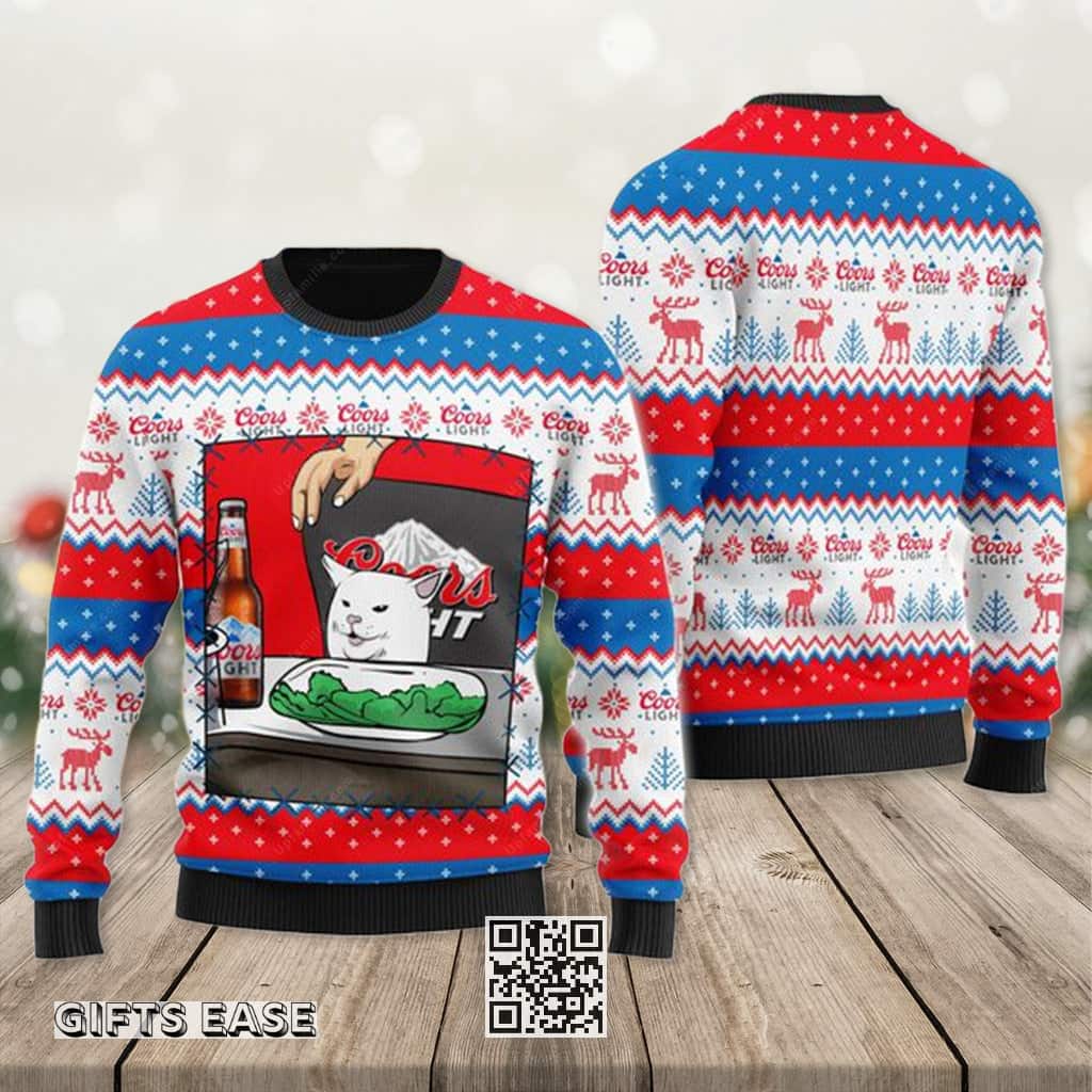 Coors Light Ugly Christmas Sweater Funny Cat Meme Gift For Beer Lovers Coors Light Ugly Christmas Sweater Funny Cat Meme Gift For Beer Lovers