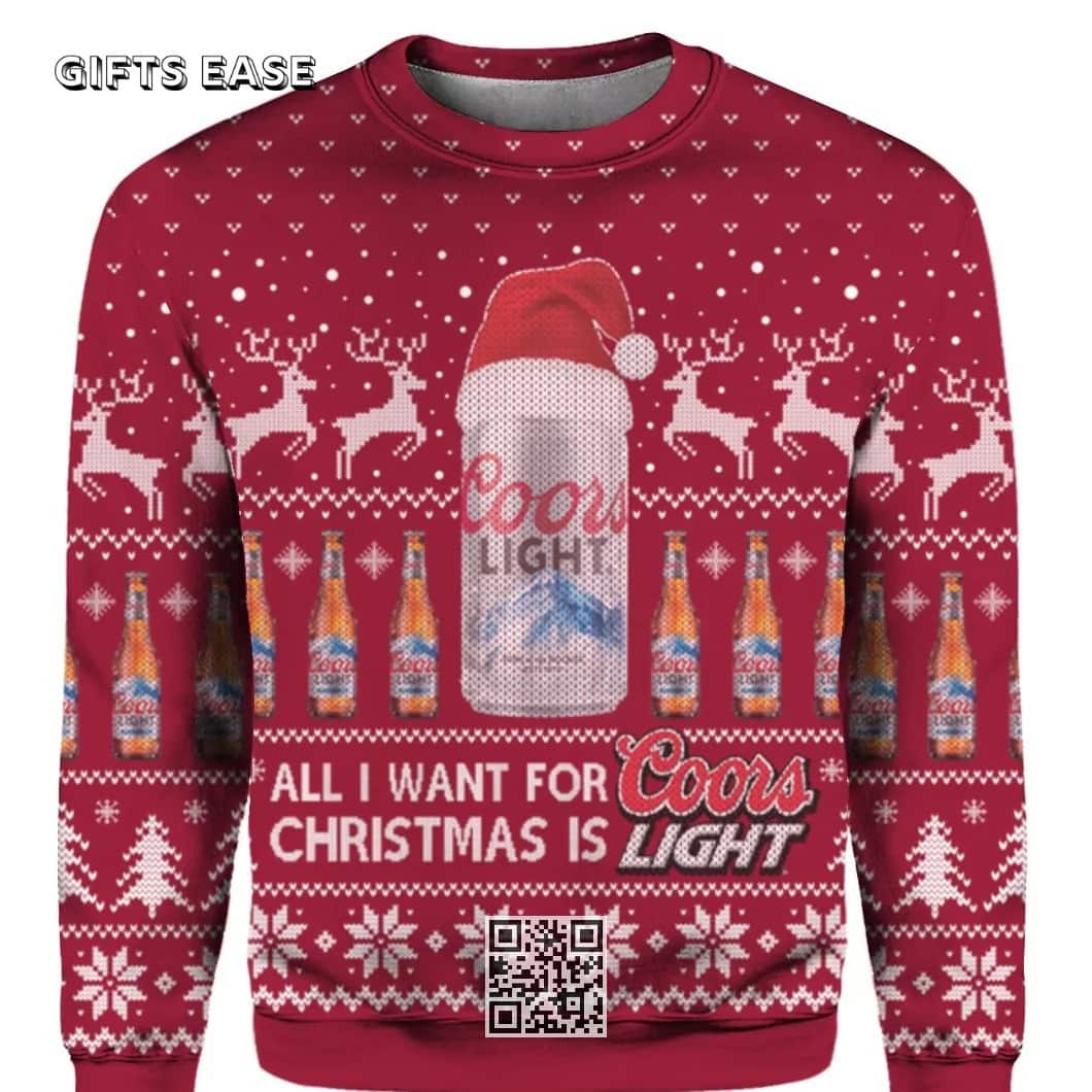 Red And White All I Want For Christmas Is Coors Light Beer Ugly Christmas Sweater Birthday Gift For Sister Red And White All I Want For Christmas Is Coors Light Beer Ugly Christmas Sweater Birthday Gift For Sister