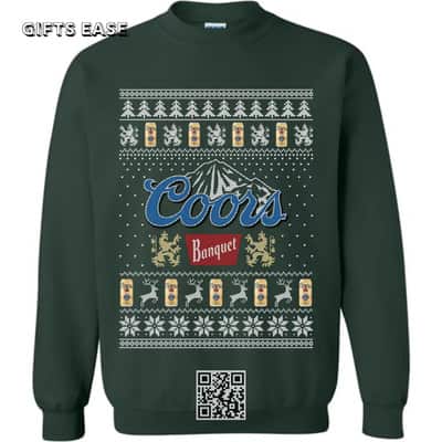 Forest Green Coors Banquet Beer Ugly Christmas Sweater Gift For Best Friends Forest Green Coors Banquet Beer Ugly Christmas Sweater Gift For Best Friends