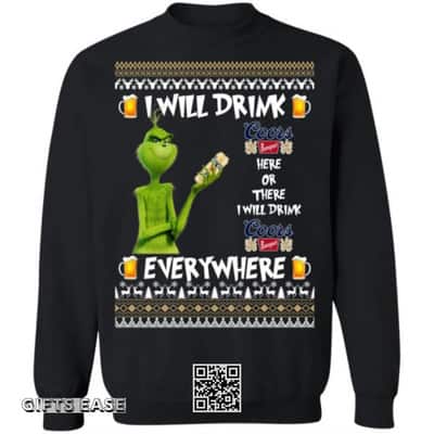 Funny Grinch I Will Drink Coors Banquet Ugly Christmas Sweater Gift For Beer Drinkers