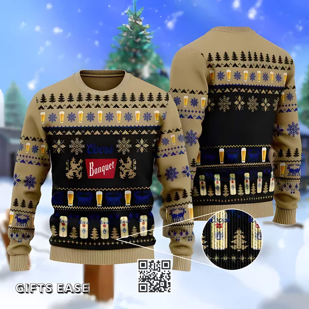Christmas Pattern Coors Banquet Beer Ugly Christmas Sweater Gift For Him Christmas Pattern Coors Banquet Beer Ugly Christmas Sweater Gift For Him