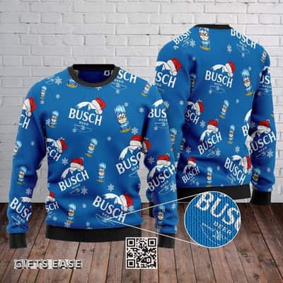 Santa Hat Busch Beer Ugly Christmas Sweater Cool Gift For Husband