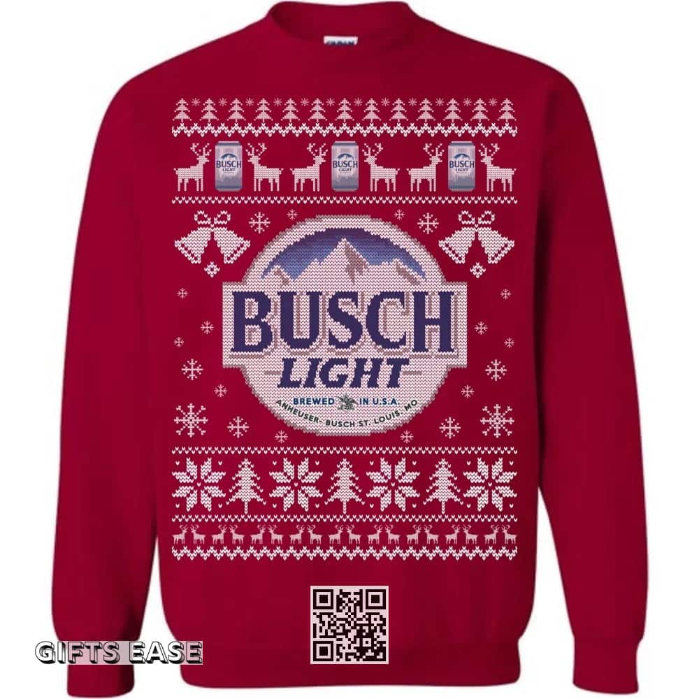 Red Busch Light Beer Ugly Christmas Sweater Gift For Son From Father Red Busch Light Beer Ugly Christmas Sweater Gift For Son From Father