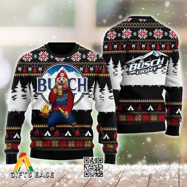 Vintage Bear Loves Busch Light Ugly Christmas Sweater Gift For Family Vintage Bear Loves Busch Light Ugly Christmas Sweater Gift For Family