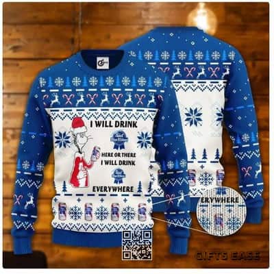 Pabst Blue Ribbon Beer Ugly Christmas Sweater Gift For Best Friends