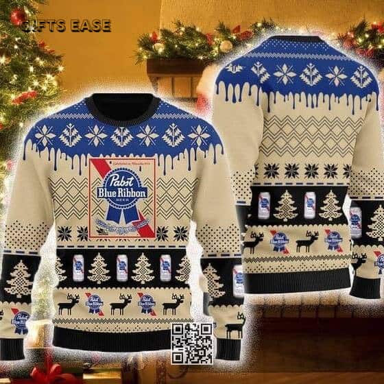 Pabst Blue Ribbon Ugly Christmas Sweater Christmas Gift For Beer Lovers Pabst Blue Ribbon Ugly Christmas Sweater Christmas Gift For Beer Lovers