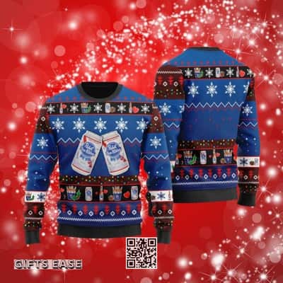 Pabst Blue Ribbon Beer Ugly Christmas Sweater Gift For Son From Mom