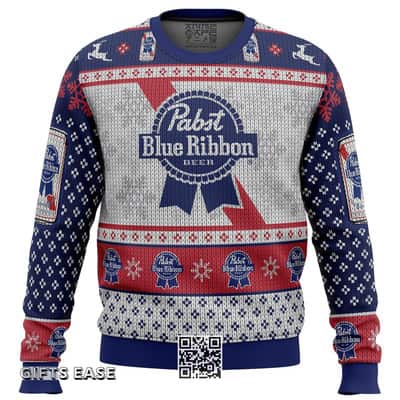 Vintage Pabst Blue Ribbon Beer Ugly Christmas Sweater Gift For Friends