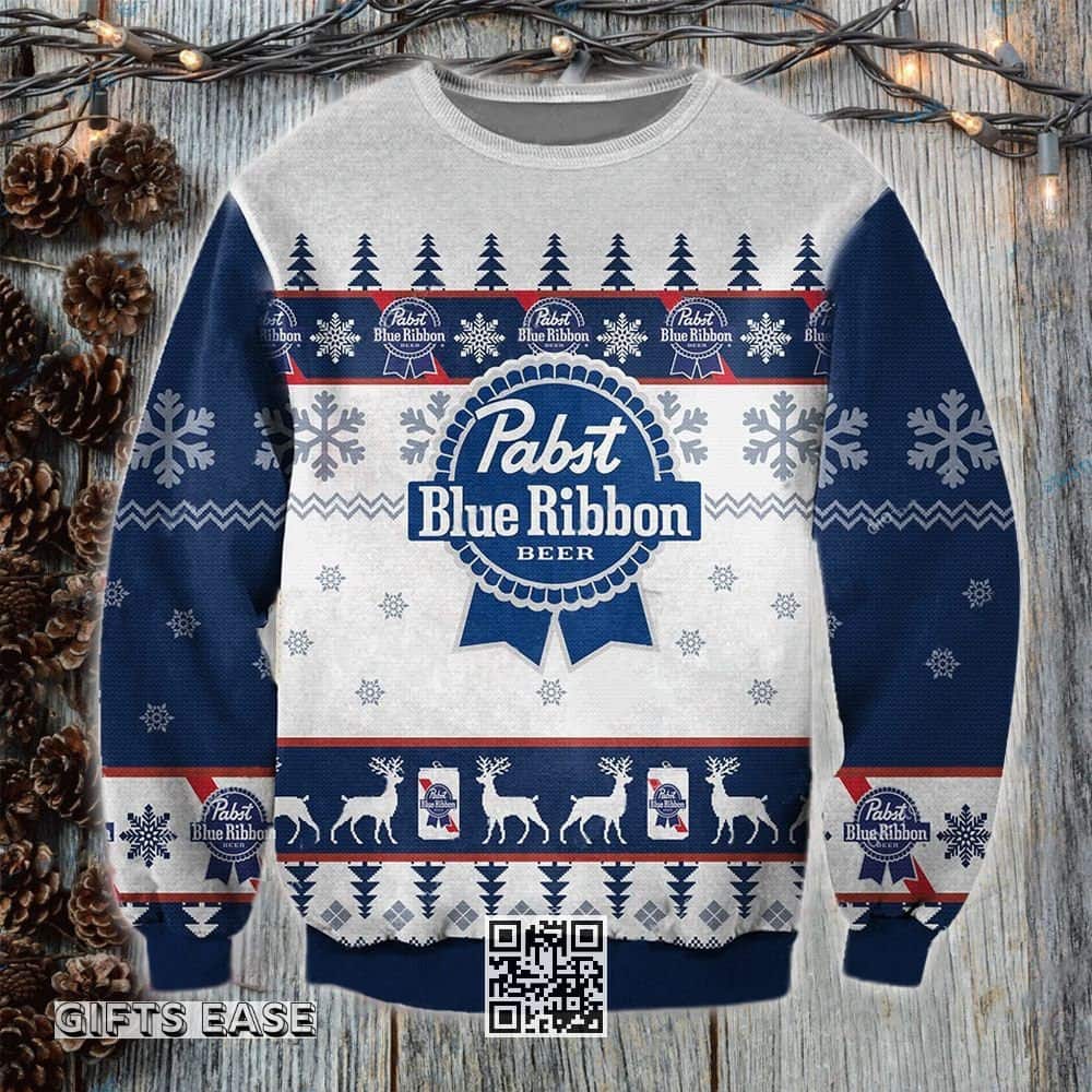 Pabst Blue Ribbon Beer Ugly Christmas Sweater Gift For Son From Father Pabst Blue Ribbon Beer Ugly Christmas Sweater Gift For Son From Father