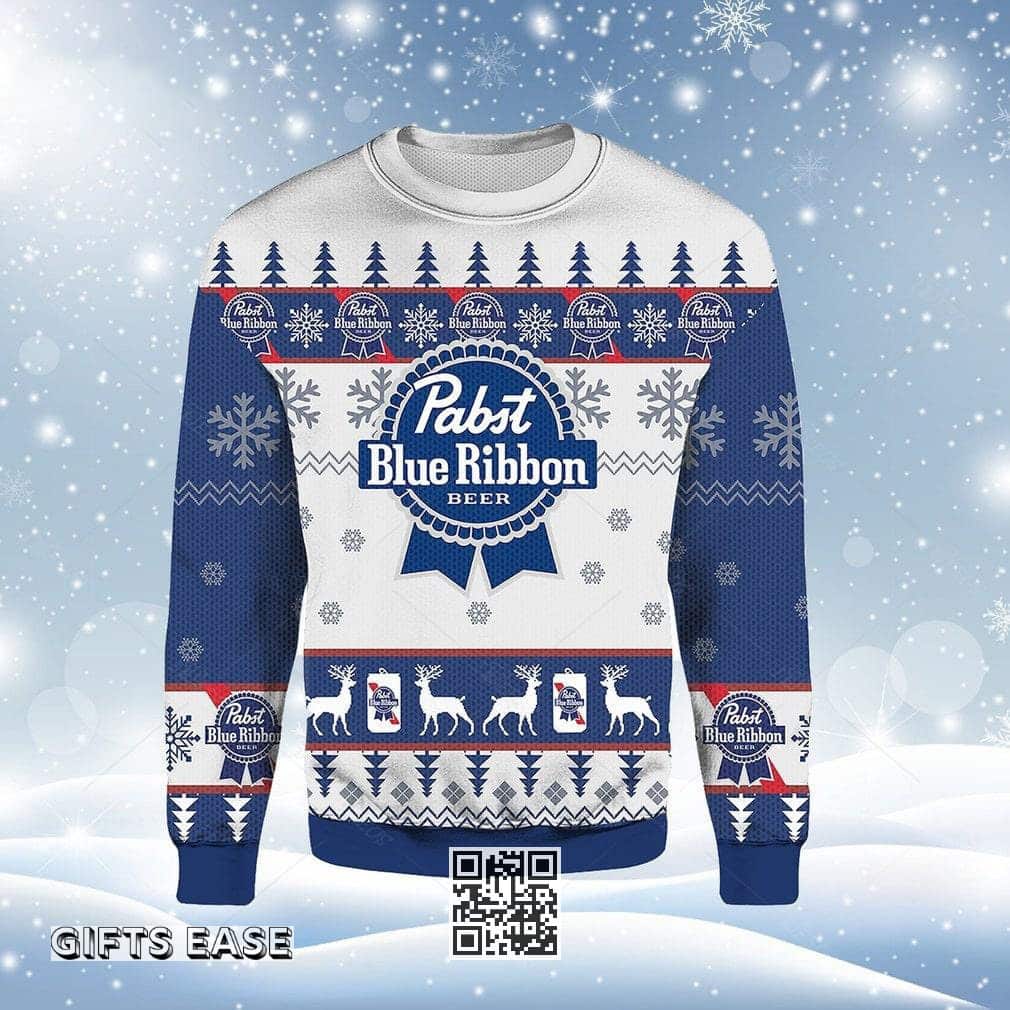 Pabst Blue Ribbon Beer Ugly Christmas Sweater Gift For Son From Father Pabst Blue Ribbon Beer Ugly Christmas Sweater Gift For Son From Father