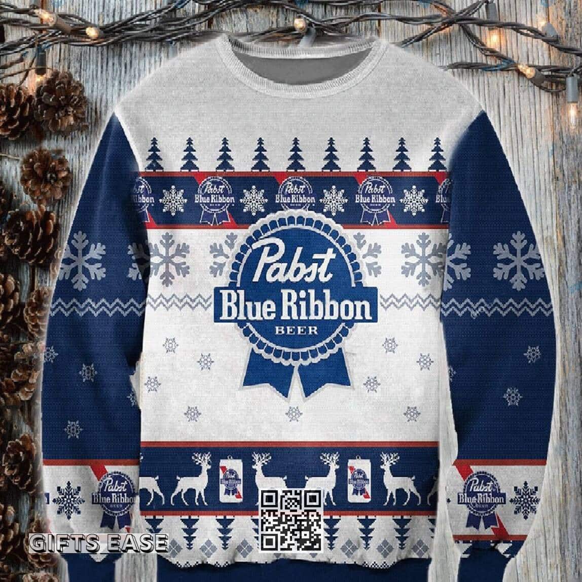 Pabst Blue Ribbon Beer Ugly Christmas Sweater Birthday Gift For Son Pabst Blue Ribbon Beer Ugly Christmas Sweater Birthday Gift For Son