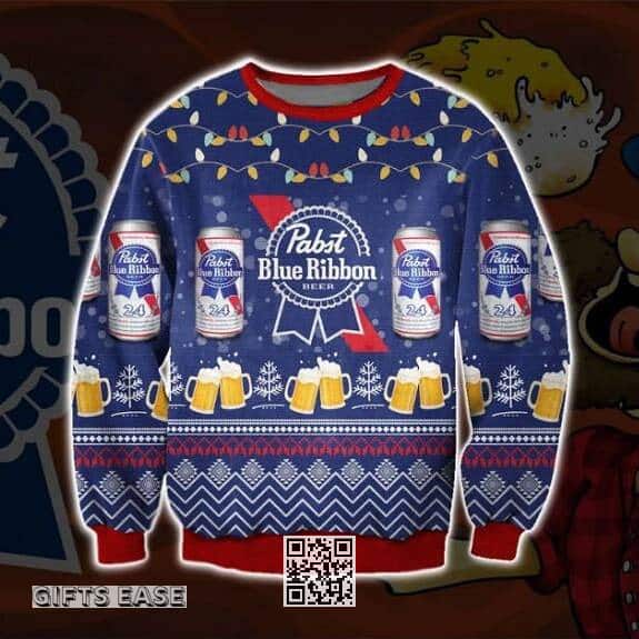 Pabst Blue Ribbon Ugly Christmas Sweater Beer Lovers Gift For Best Friends Pabst Blue Ribbon Ugly Christmas Sweater Beer Lovers Gift For Best Friends