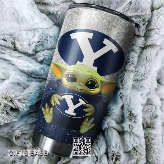 BYU Cougars Baby Yoda Tumbler Birthday Gift For Football Fans BYU Cougars Baby Yoda Tumbler Birthday Gift For Football Fans