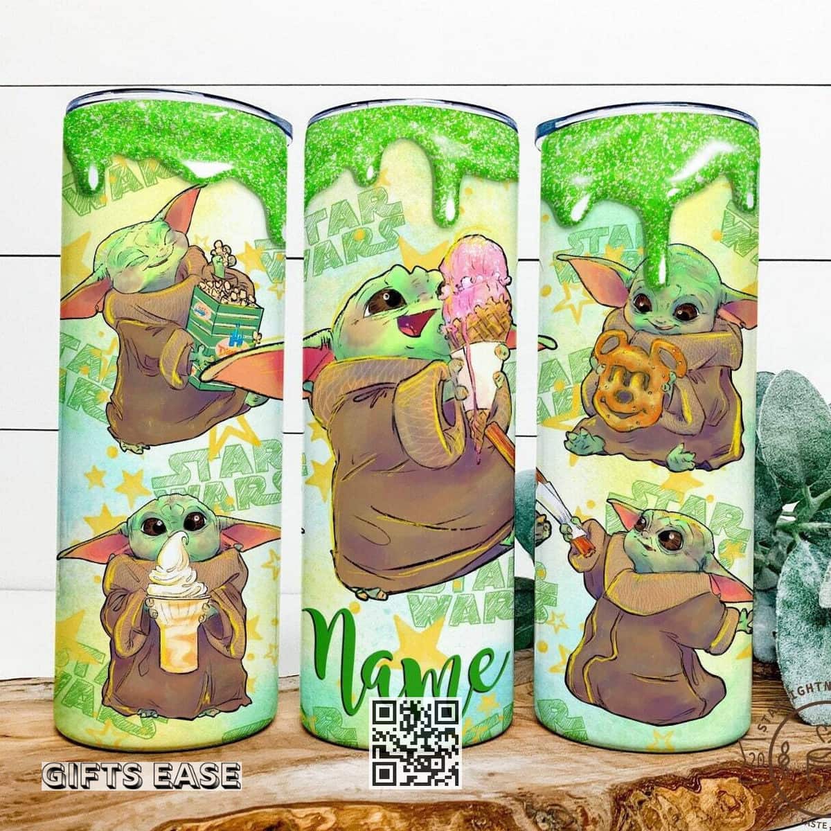 Watercolor Baby Yoda Star Wars Tumbler Gift For Best Friends Custom Name Watercolor Baby Yoda Star Wars Tumbler Gift For Best Friends Custom Name