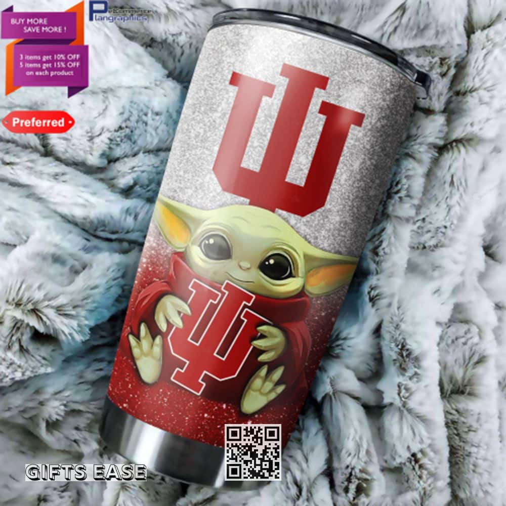 Indiana Hoosiers Baby Yoda Star Wars Tumbler Gift For Basketball Fans