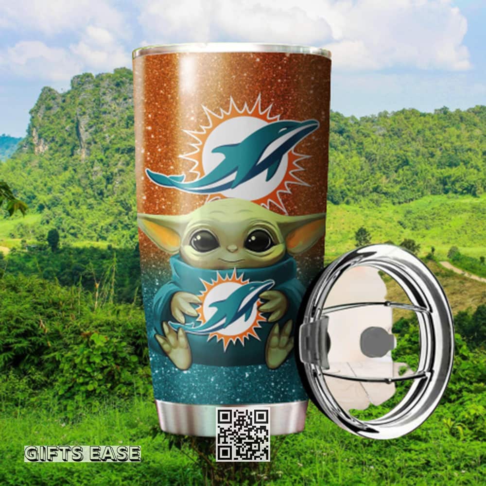 Baby Yoda Hugs Miami Dolphins Tumbler Gift For NFL Fans Baby Yoda Hugs Miami Dolphins Tumbler Gift For NFL Fans