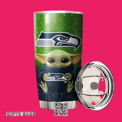 Baby Yoda Star Wars Hugs Seattle Seahawks Tumbler Gift For Football Players