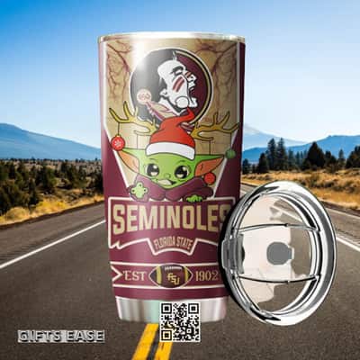 NCAA Florida State Seminoles Baby Yoda Tumbler Christmas Gift For Girlfriend