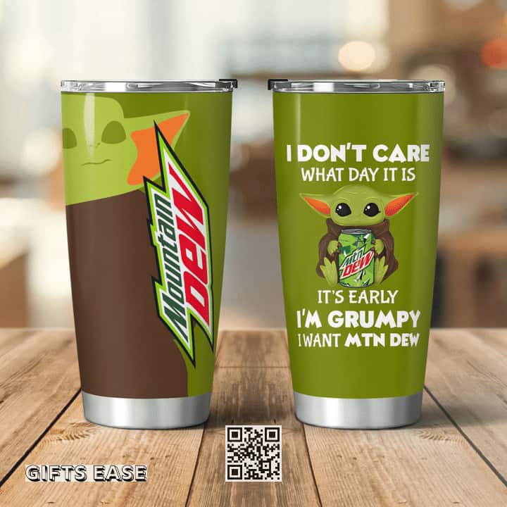 Dark Green Baby Yoda Star Wars Tumbler I Don't Care What Day It Is It's Early I'm Grumpy I Want Mountain Dew Dark Green Baby Yoda Star Wars Tumbler I Don't Care What Day It Is It's Early I'm Grumpy I Want Mountain Dew
