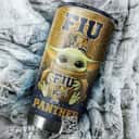Brown FIU Panthers Baby Yoda Tumbler Birthday Gift For Football Fans Custom Name 