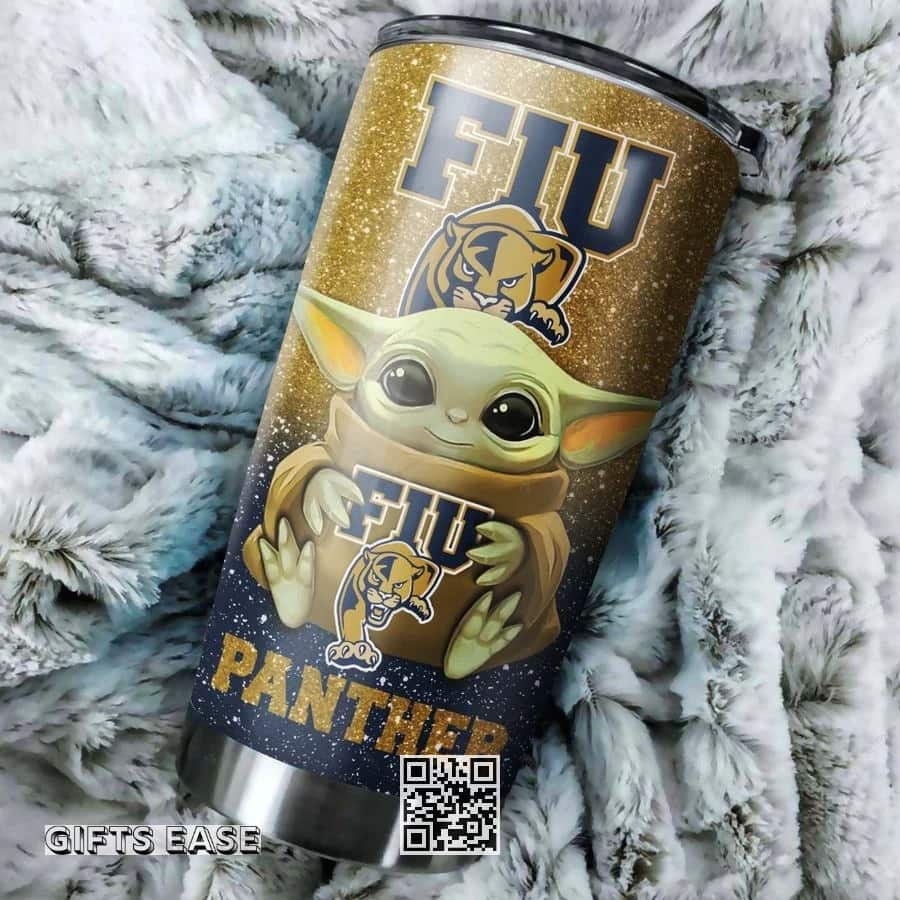 Brown FIU Panthers Baby Yoda Tumbler Birthday Gift For Football Fans Custom Name Brown FIU Panthers Baby Yoda Tumbler Birthday Gift For Football Fans Custom Name