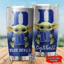 Silver Duke Blue Devils Baby Yoda Tumbler Gift For Star Wars Fans Custom Name 