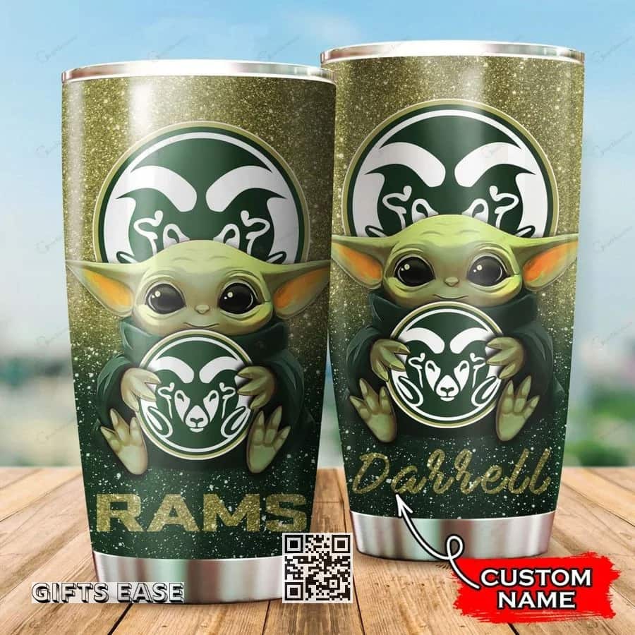 Gray Colorado State Rams Baby Yoda Tumbler Gift For Him Custom Name Gray Colorado State Rams Baby Yoda Tumbler Gift For Him Custom Name
