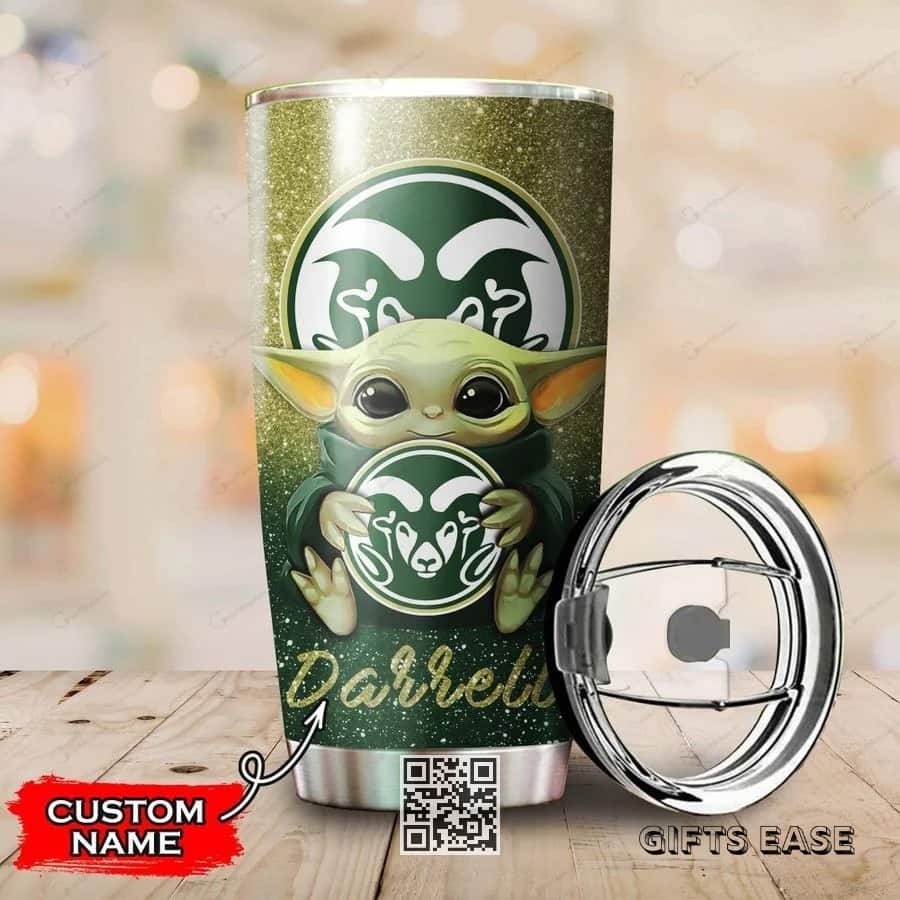 Gray Colorado State Rams Baby Yoda Tumbler Gift For Him Custom Name Gray Colorado State Rams Baby Yoda Tumbler Gift For Him Custom Name