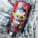 Red Huskies Baby Yoda Tumbler Gift For Dog Lovers Custom Name 