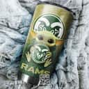 Gray Colorado State Rams Baby Yoda Tumbler Gift For Him Custom Name 