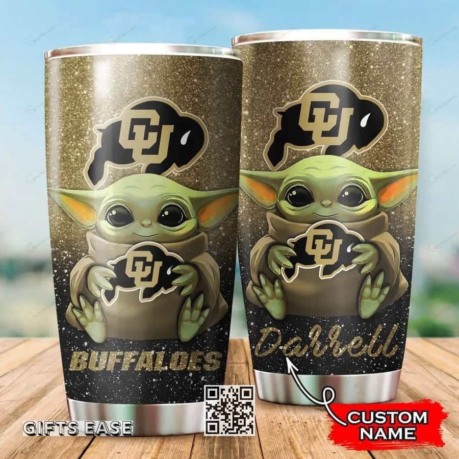 Gray Colorado Buffaloes Baby Yoda Tumbler Gift For Girlfriend Custom Name Gray Colorado Buffaloes Baby Yoda Tumbler Gift For Girlfriend Custom Name