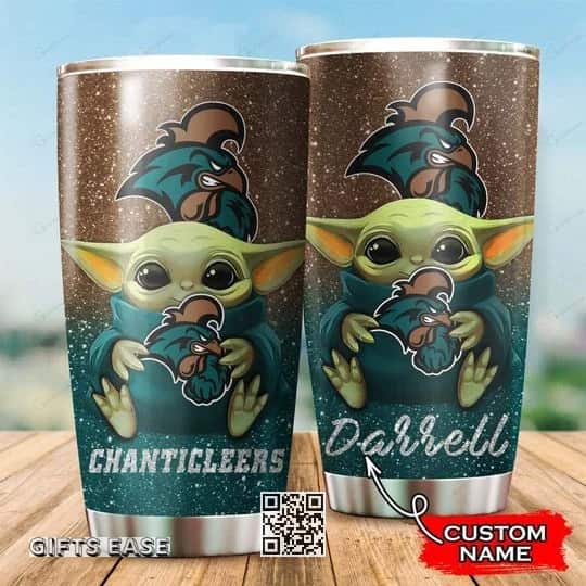 Brown NCAA Coastal Carolina Chanticleers Baby Yoda Tumbler Gift For Daughter From Mom Custom Name Brown NCAA Coastal Carolina Chanticleers Baby Yoda Tumbler Gift For Daughter From Mom Custom Name