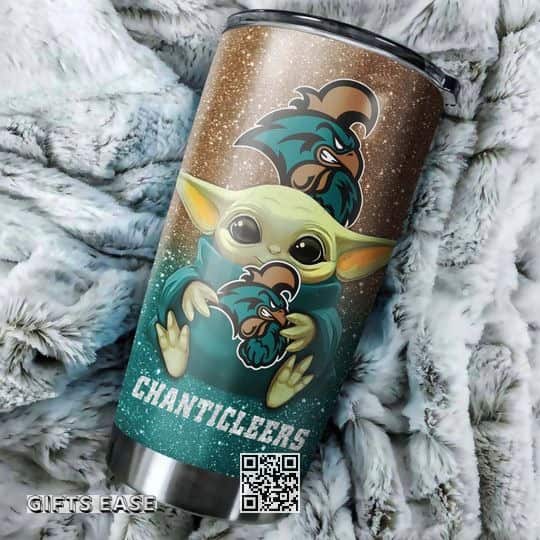 Brown NCAA Coastal Carolina Chanticleers Baby Yoda Tumbler Gift For Daughter From Mom Custom Name Brown NCAA Coastal Carolina Chanticleers Baby Yoda Tumbler Gift For Daughter From Mom Custom Name
