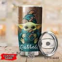 Brown NCAA Coastal Carolina Chanticleers Baby Yoda Tumbler Gift For Daughter From Mom Custom Name 
