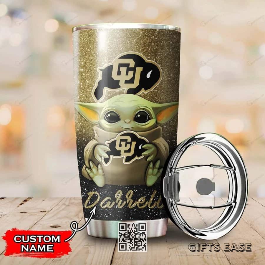 Gray Colorado Buffaloes Baby Yoda Tumbler Gift For Girlfriend Custom Name Gray Colorado Buffaloes Baby Yoda Tumbler Gift For Girlfriend Custom Name