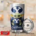 Silver BYU Cougars Baby Yoda Tumbler Gift For Daughter Custom Name Silver BYU Cougars Baby Yoda Tumbler Gift For Daughter Custom Name