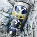 Silver BYU Cougars Baby Yoda Tumbler Gift For Daughter Custom Name 