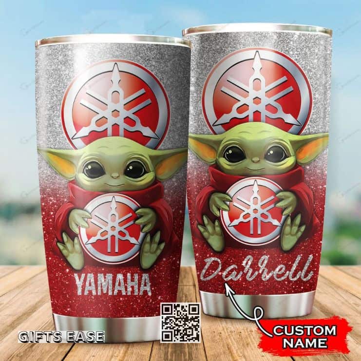 Silver Yamaha Baby Yoda Tumbler Gift For Star Wars Fans Custom Name Silver Yamaha Baby Yoda Tumbler Gift For Star Wars Fans Custom Name